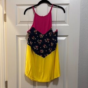 White Birch Asymmetrical Pink and Yellow Tank Top